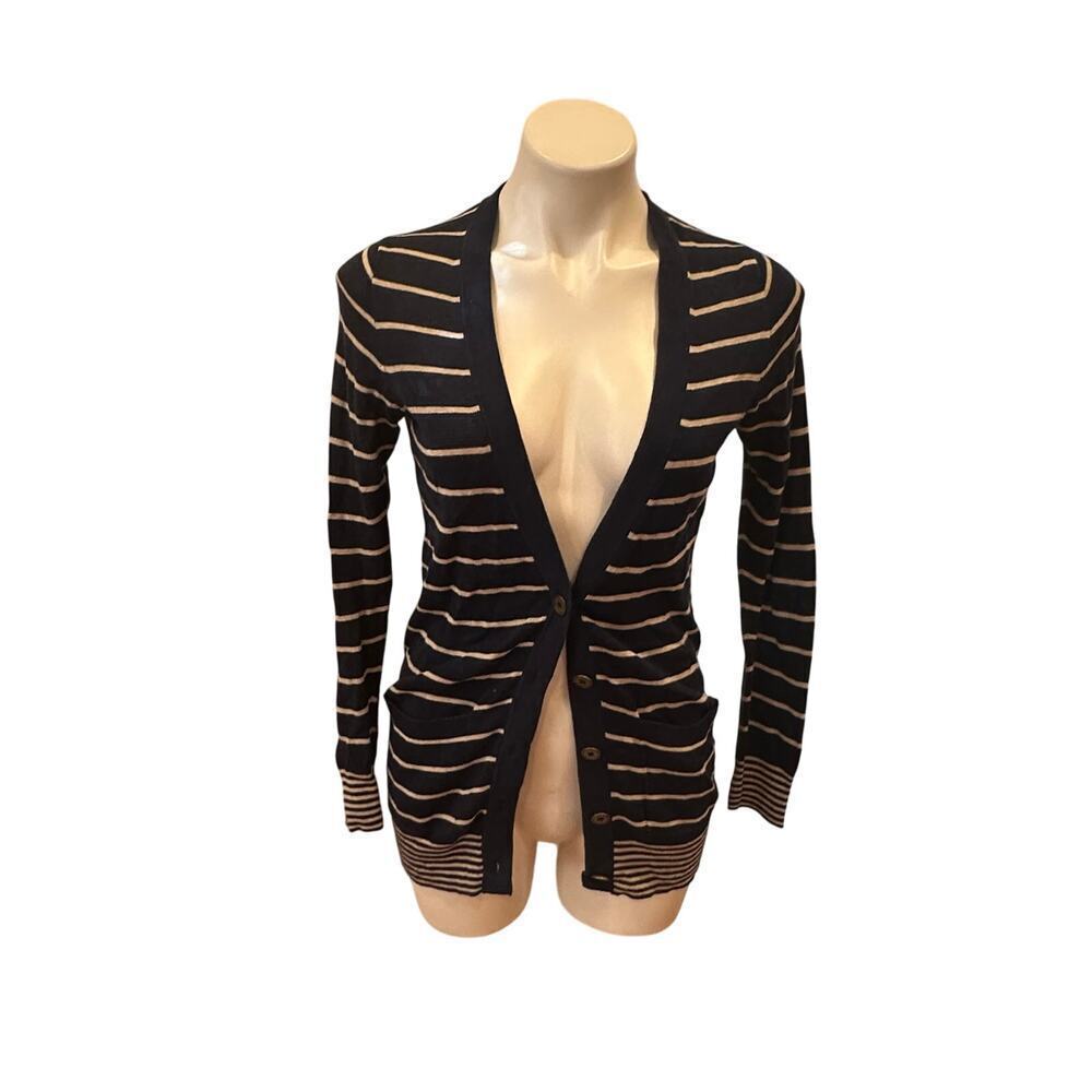 Madewell Striped Cardigan sz S Navy blue stripe sweater
